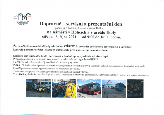 Dopravně-servisní a prezentační den pořádaný Střední školou automobilní Holice ve středu 6. října 2021